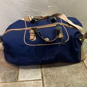 Coach Navy and Tan Duffel Bag